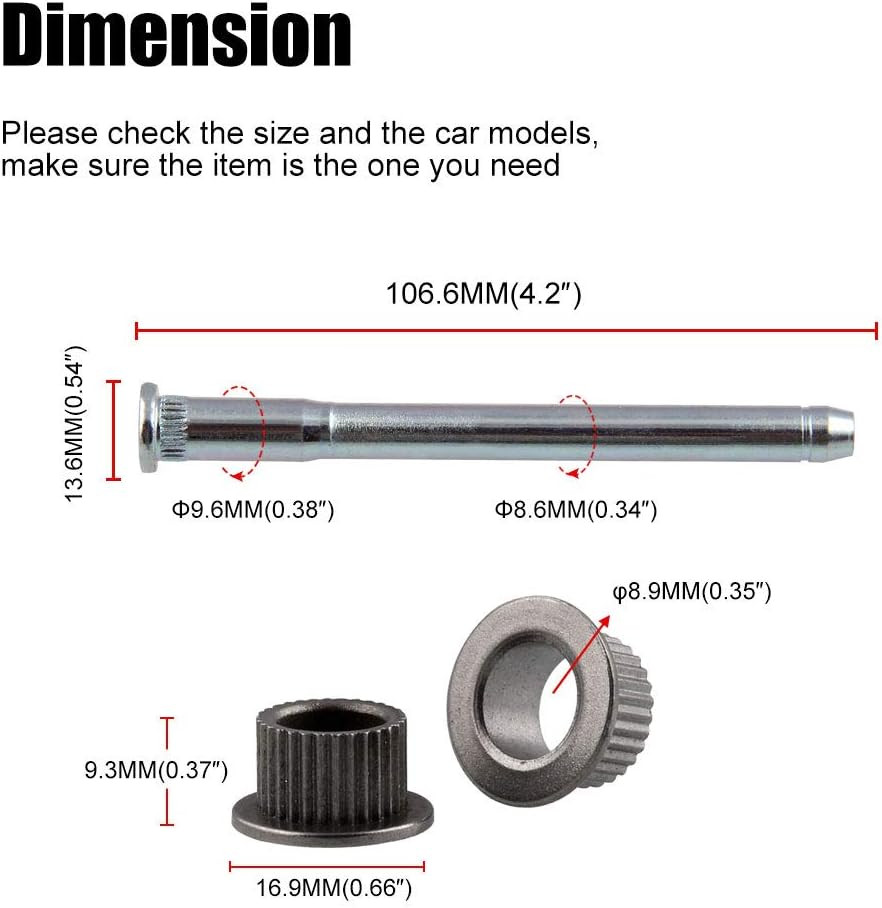 RULLINE Door Hinge Pin and Bushing Repair Kits (4 Pins 2 Door) Compatible with 1
