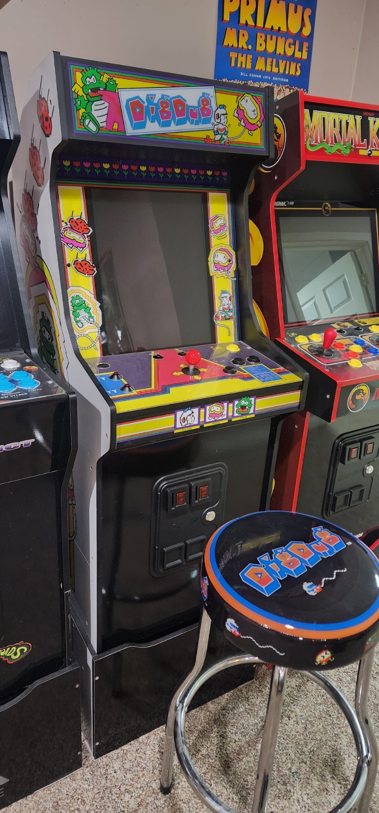 Arcade1Up Dig Dug Bandai Namco Legacy Edition Arcade With Riser and stool