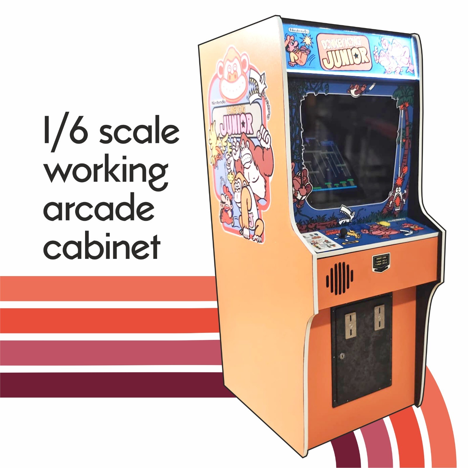 Donkey Kong Jr 1/6 scale mini working arcade cabinet (Playscale, New Wave Toys).