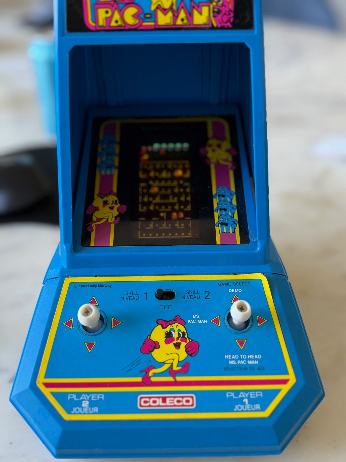 Vintage 1981 Ms. PAC-MAN Mini Tabletop Arcade Game Coleco Midway WORKS.MINT