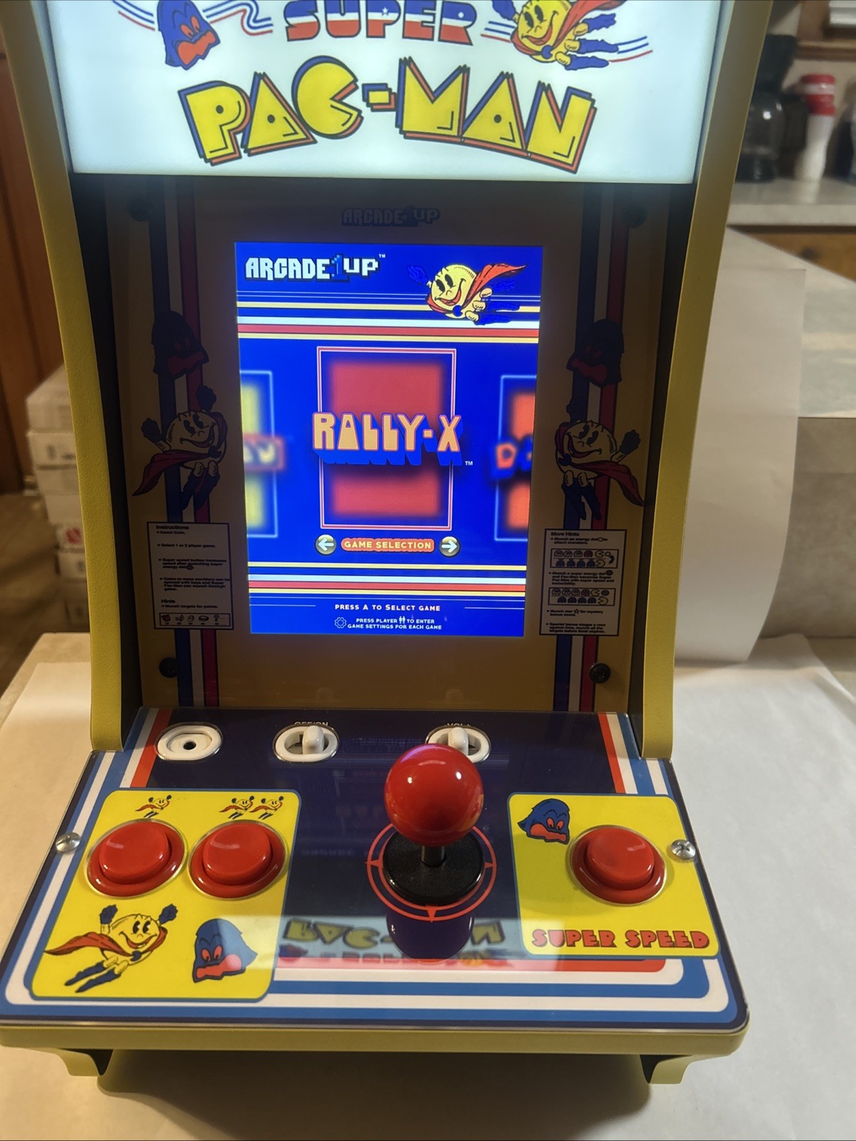 Arcade 1UP Super PAC-Man Counter Top Arcade Machine 4 Games – Tested/Working!