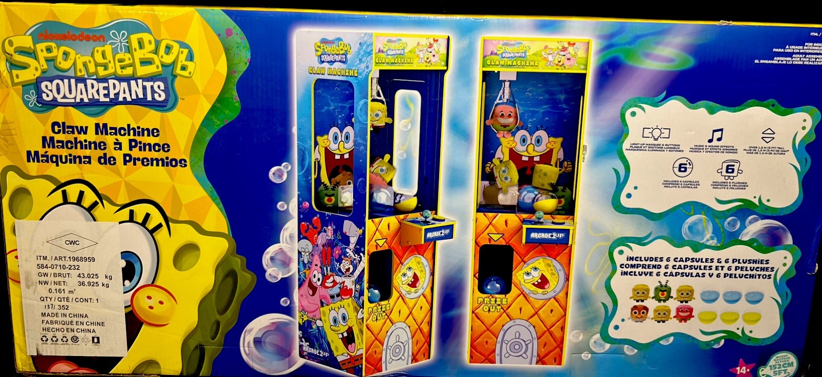 Arcade1Up SpongeBob SquarePants Claw Machine ( Sealed In box )