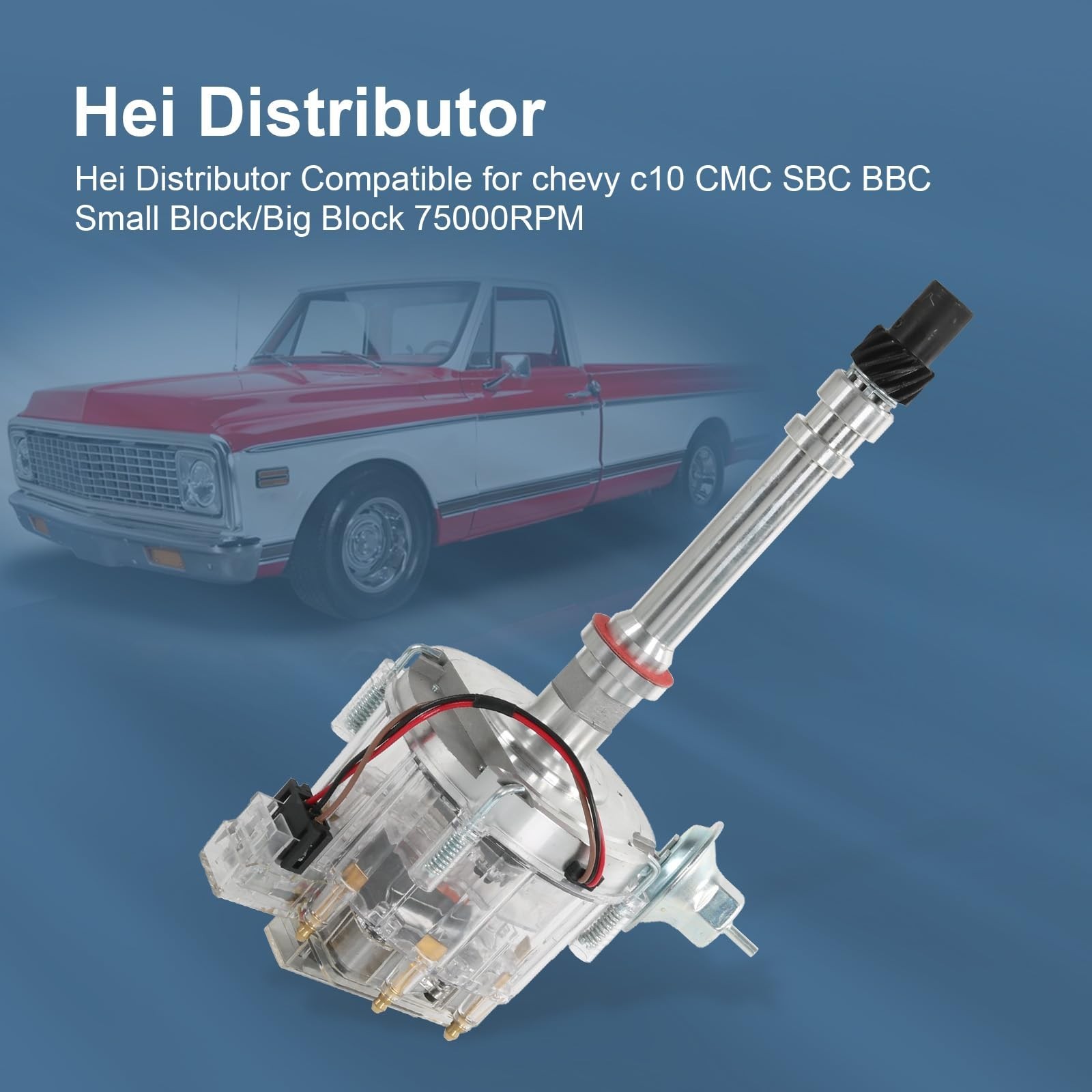 HEI Distributor Clear Cap Compatible with Chevy GM SBC V8 283 305 307 327 350…