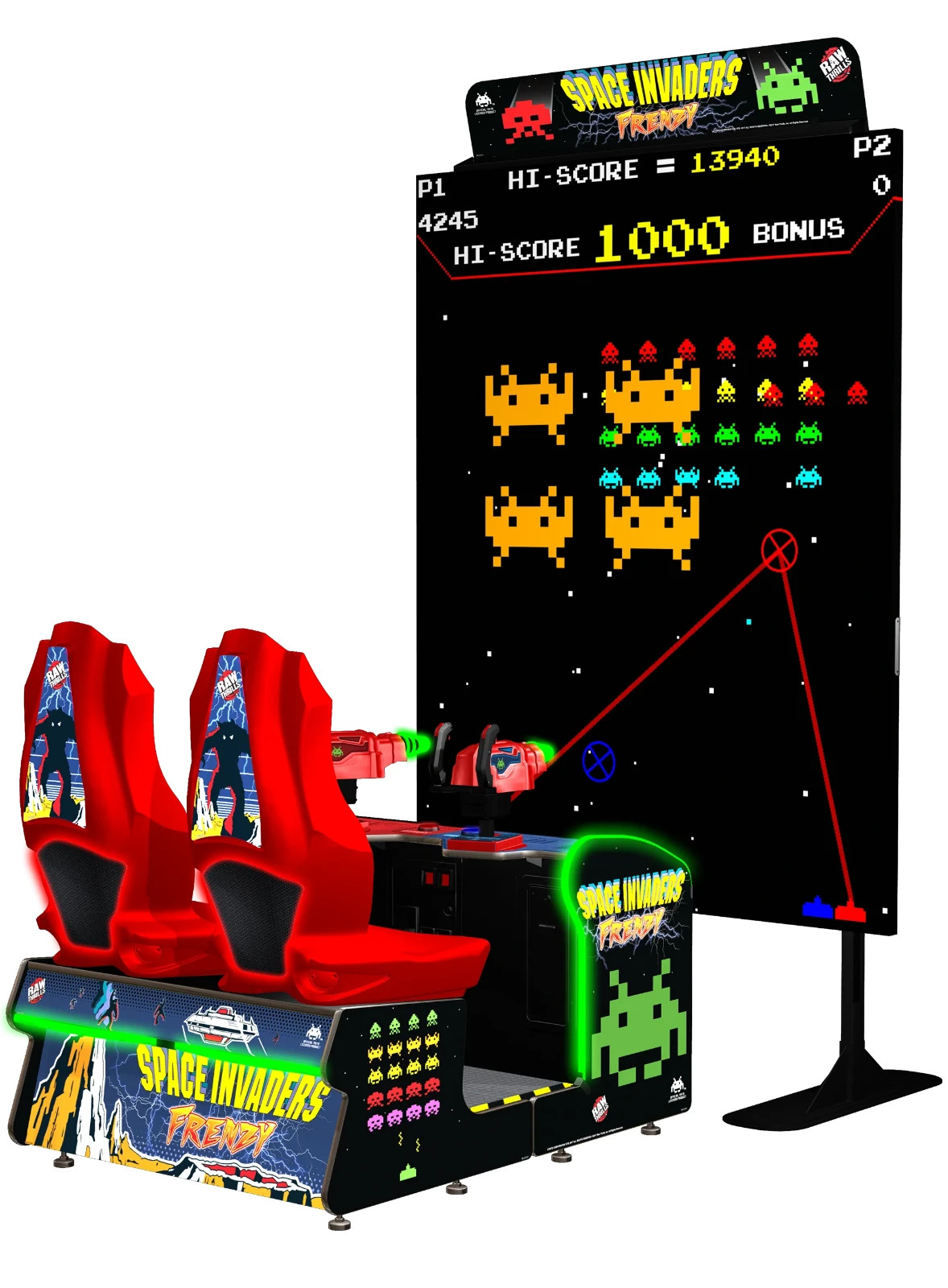 Raw Thrills Space Invaders Frenzy Arcade Machine – Giant 109″ LED Screen Shooter
