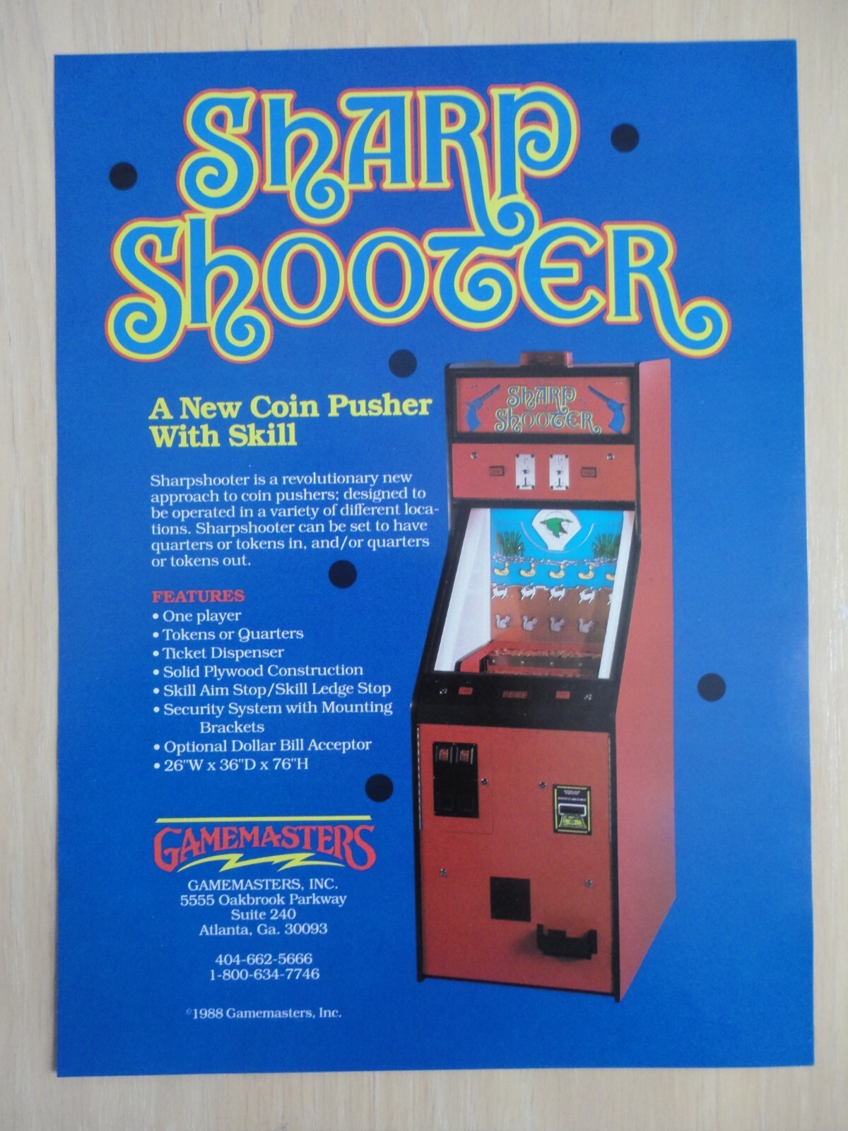 Sharp Shooter Arcade Flyer Original Magazine Pull Out Advertisement