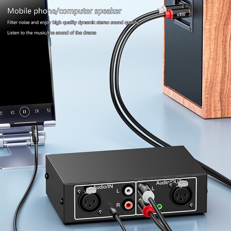 HiFi Stereo Audios Splitter Box 4 in 1 Out Bidirectional Noiseless RCAs LR