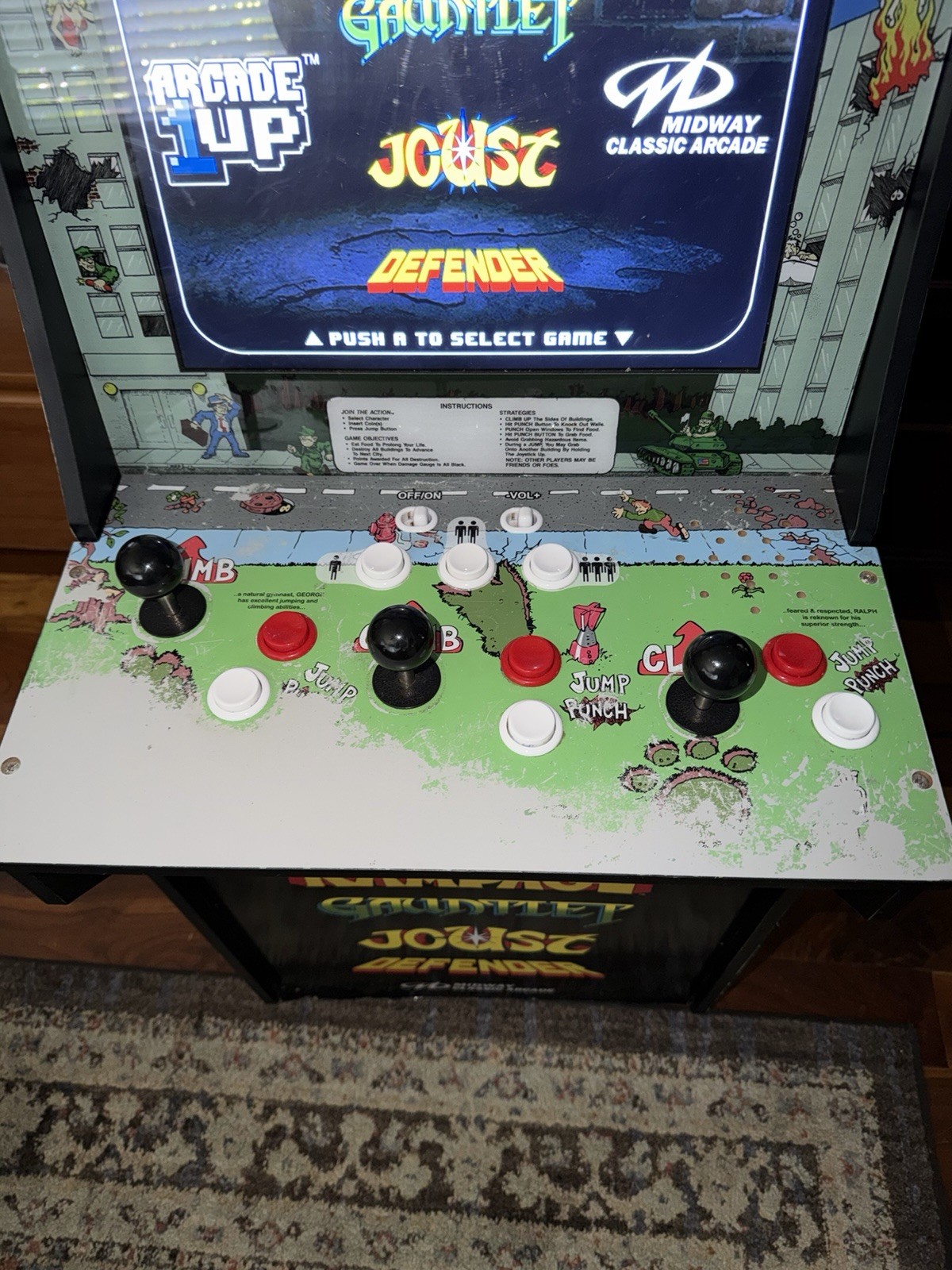 Arcade1up Midway Classic Arcade Machine Rampage Gauntlet Joust Defender