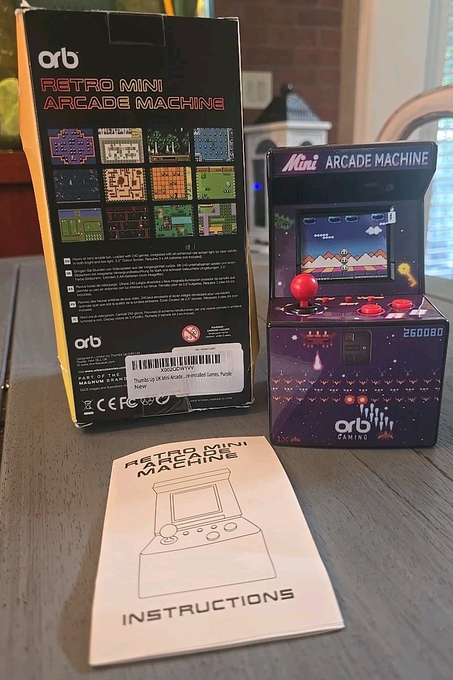 ORB Retro Mini Arcade Machine 240 Built-In Games 2.5″ Color Screen NEW Damage Bx