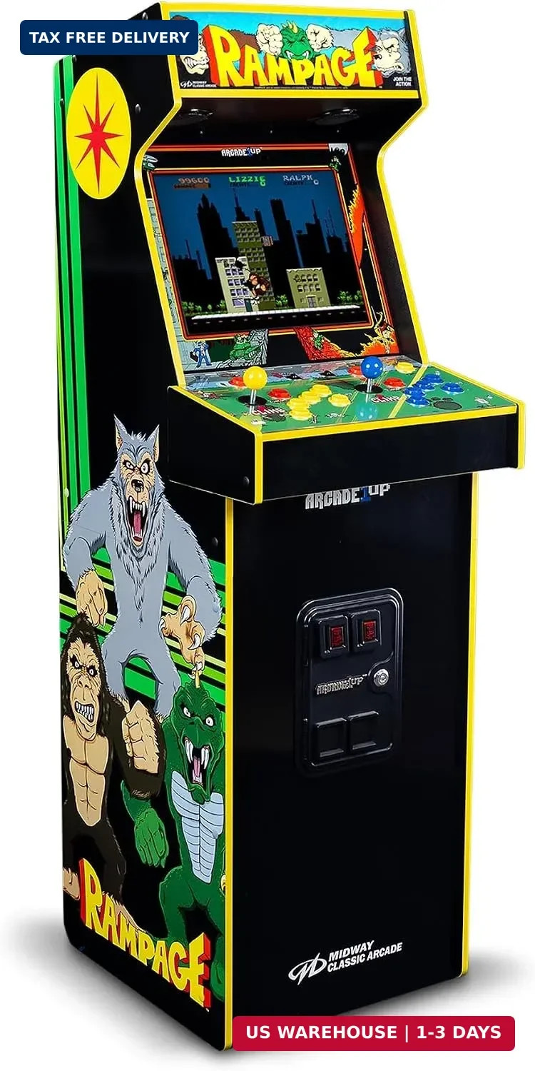 1Up Rampage Joust Deluxe Arcade Machine 14 Midway Games Light-Up Marquee