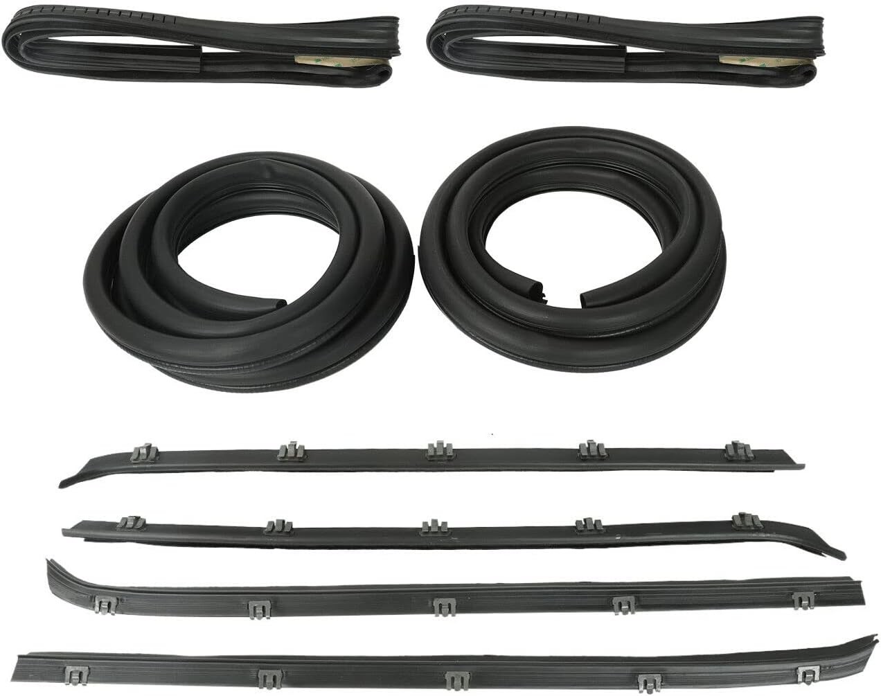 Front Door Window Molding Rubber Felt Trim Seal Weatherstrip Kit | Compatible