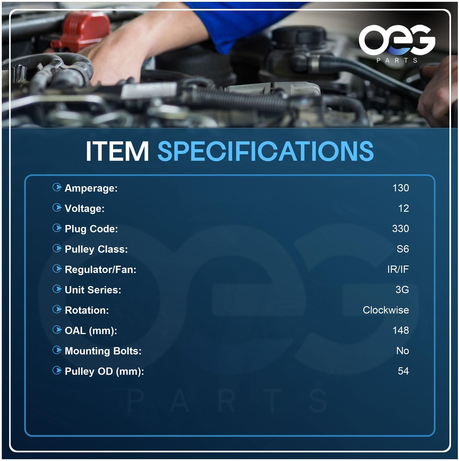 OEG Parts New Alternator Compatible With Ford Mustang 3.8L 5.0L 302 1994-1995…