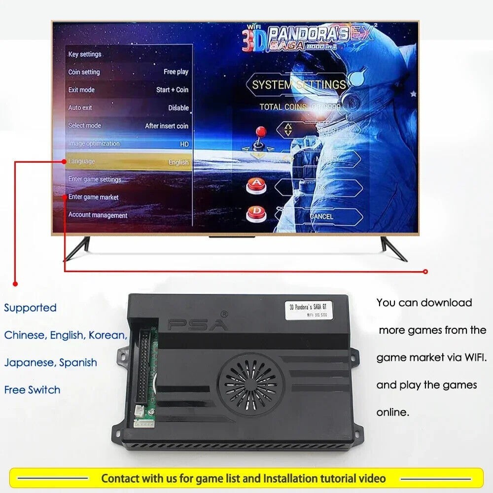 Pandora Saga Box 6666 in 1 Wifi Arcade Game Board With 2D 3D Support 4 Players