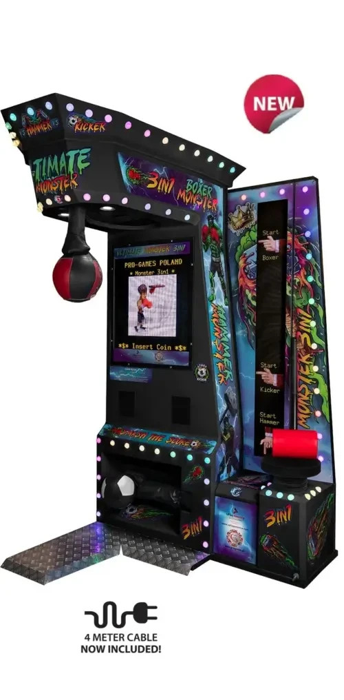 Pro Games Monster 3in1 Boxing Machine Arcade Game – Monster 3-1 Boxer in White