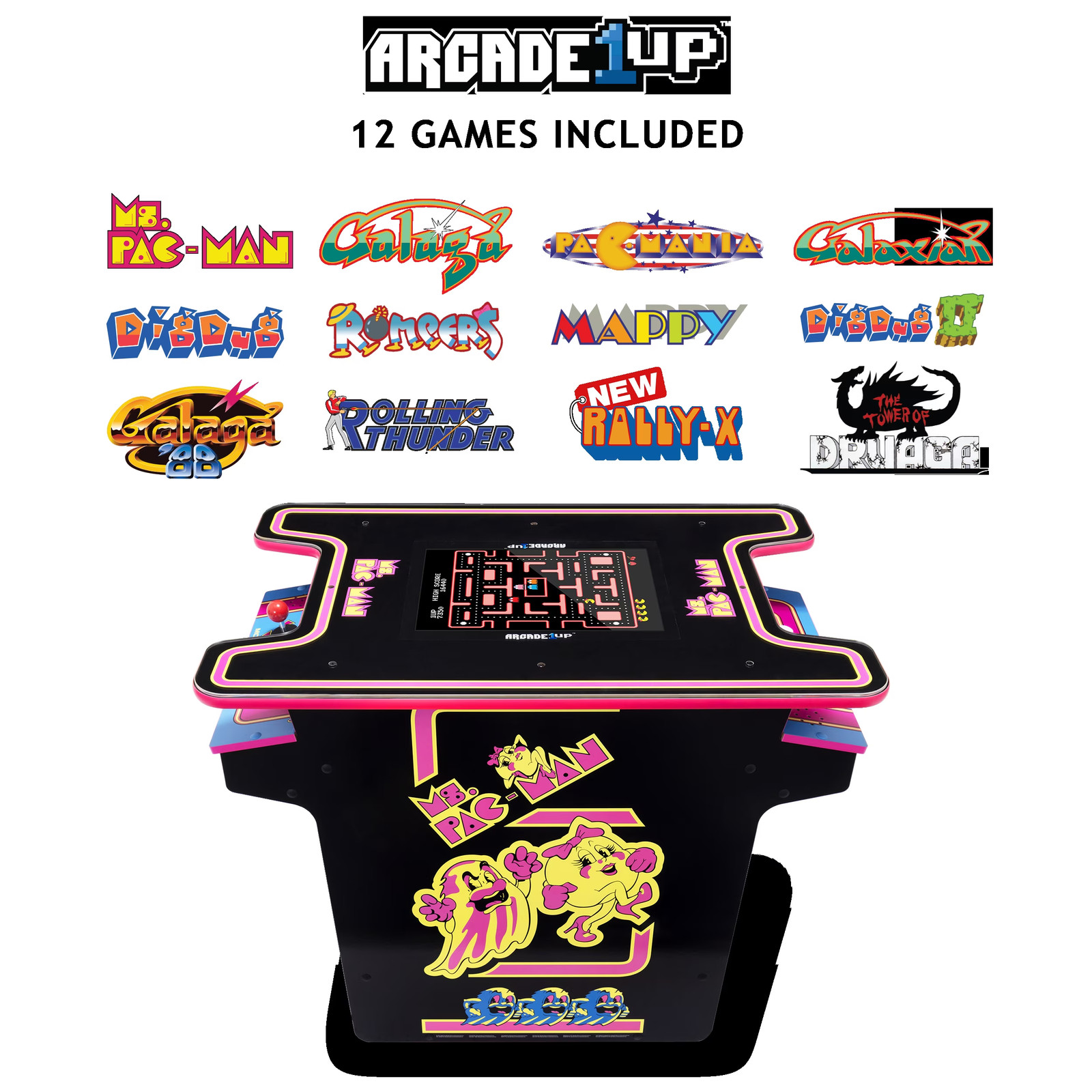 Ms.Pac-Man Head-To-Head Arcade Machine Retro Home Arcade Table 12 Classic Games