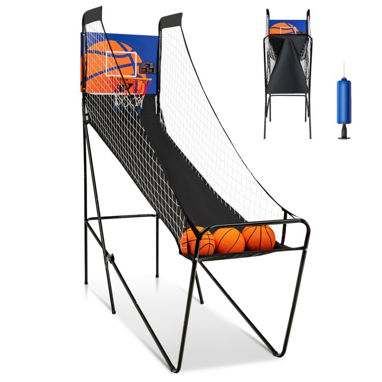 Foldable Single Shot Basketball Arcade Game with Electronic Scorer