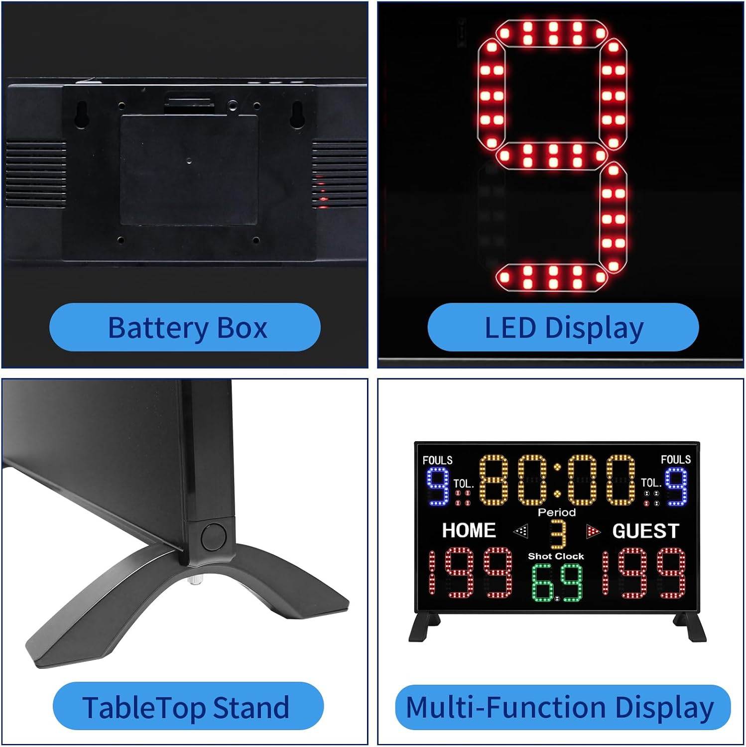 Digital Basketball Scoreboard with Shot Clock & Remote – Battery Powered