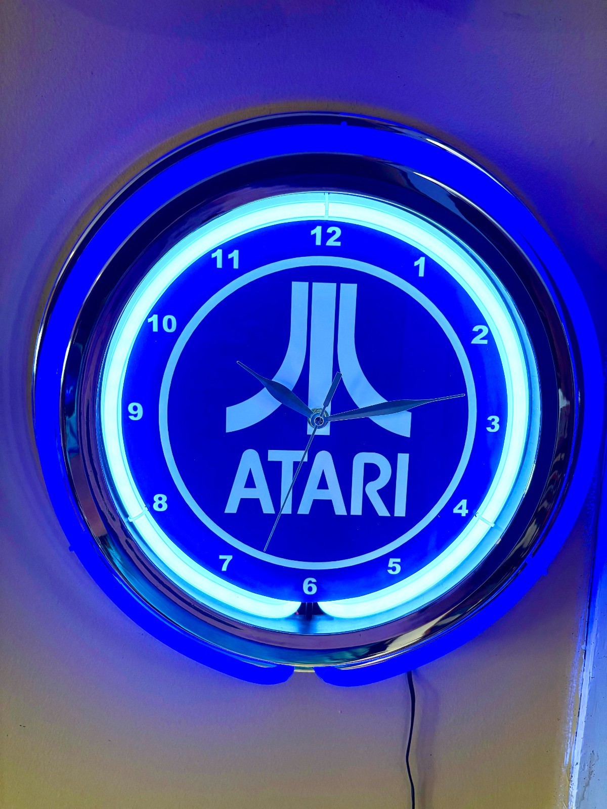 Atari Video Game Arcade Bar Man Cave Neon Style Retro LED Clock Sign