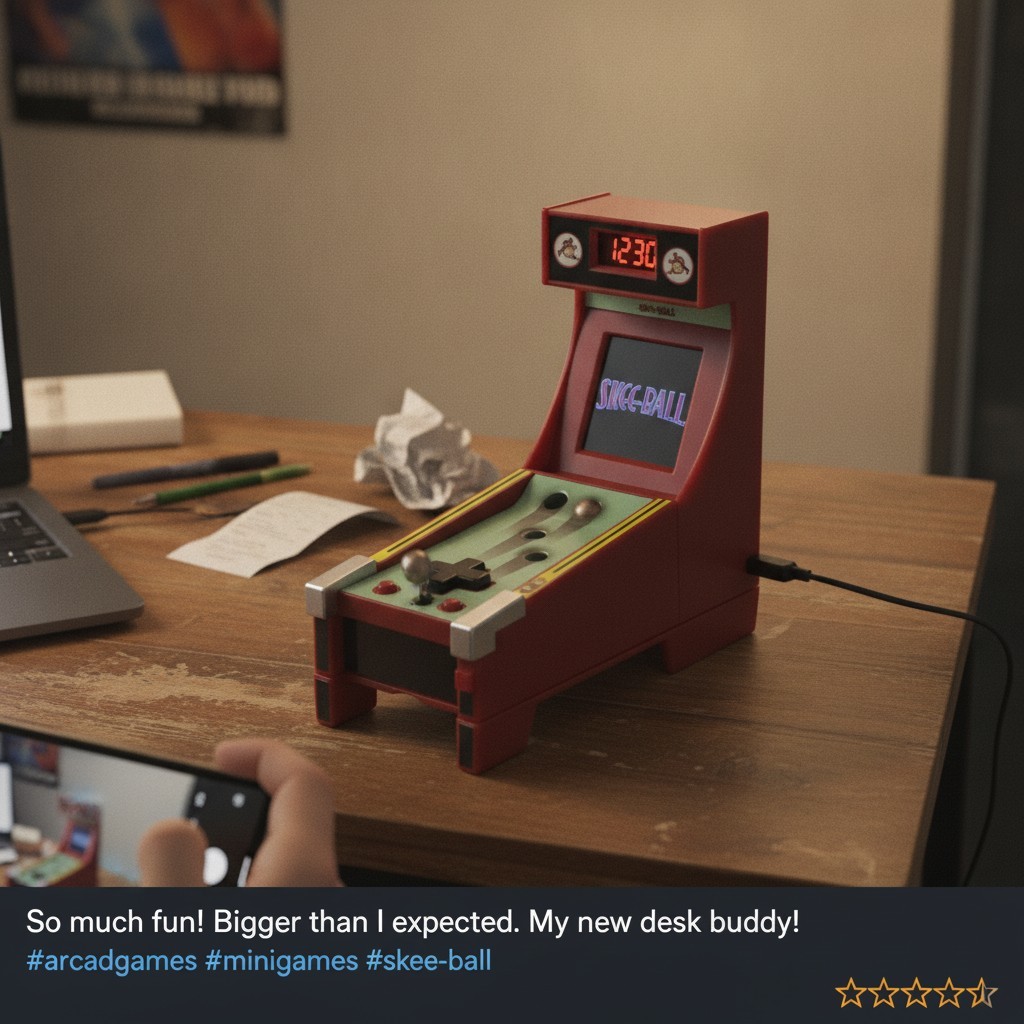 Classic SkeeBall Mini Arcade Game with Digital Scoring – Ideal for Family Fun