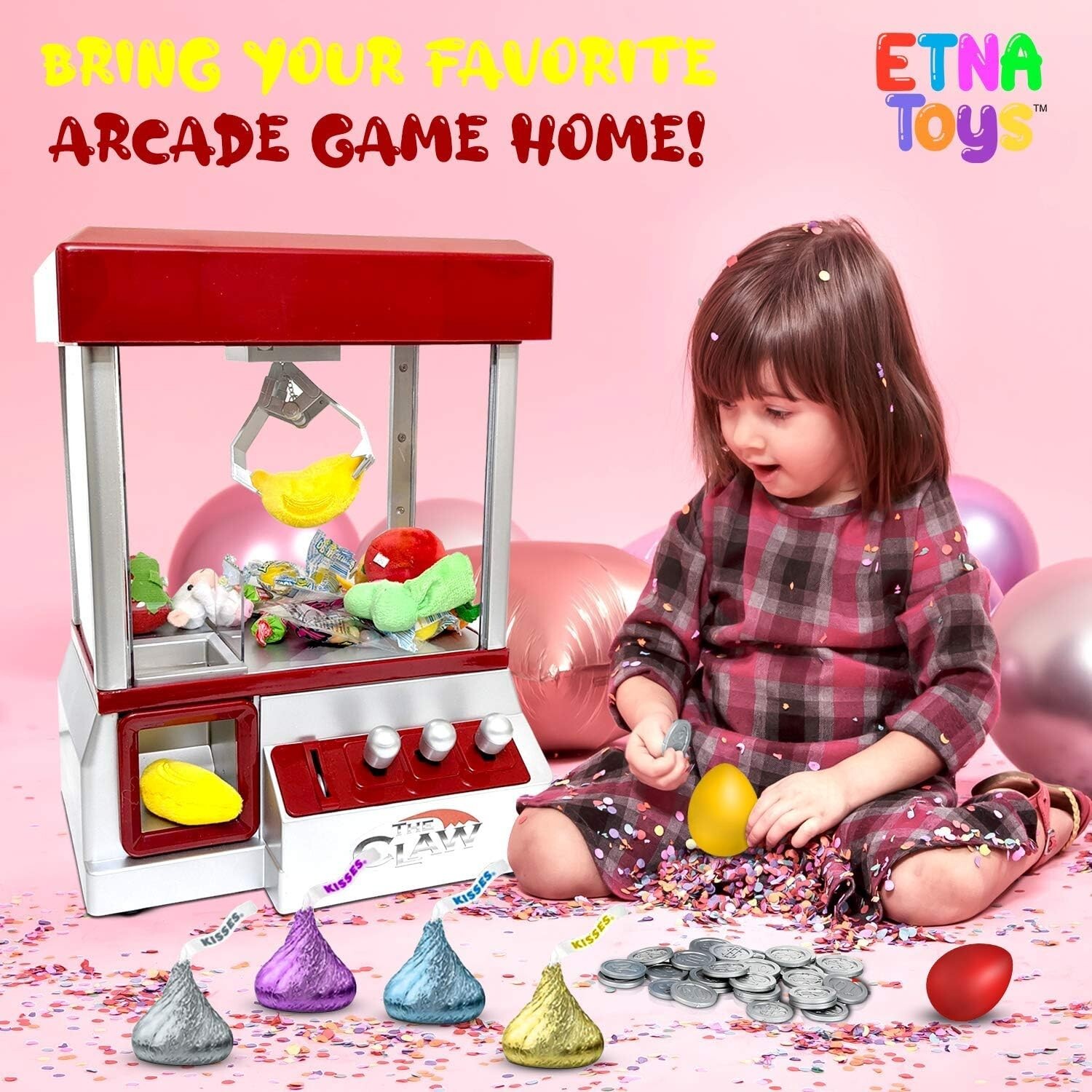 Etna Arcade Claw Machine – Endless Fun, Music, Perfect for Parties – 8×7.7×4