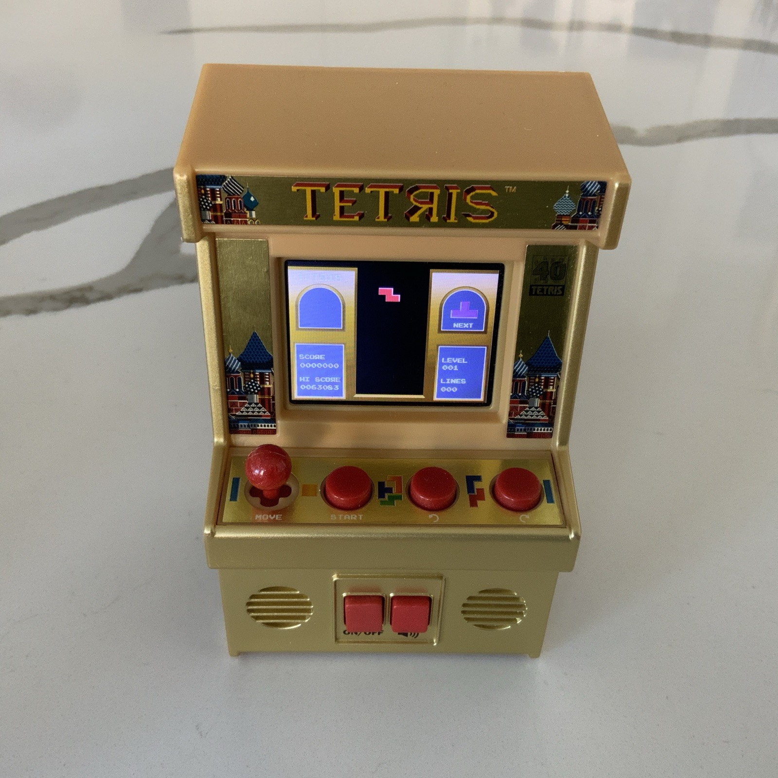 Tetris Hand Held Classic Arcade GOLD Mini Retro VIDEO Game TESTED WORKS FUN