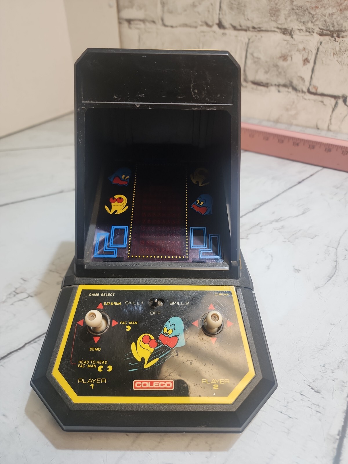 Vtg 1981 Coleco Pac-Man Mini Arcade Table Top Working w/ Battery Cover Game