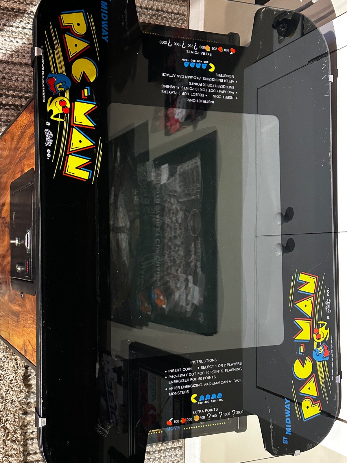PAC-MAN or Mrs. PAC-MAN Original Cocktail Table Video Arcade Game