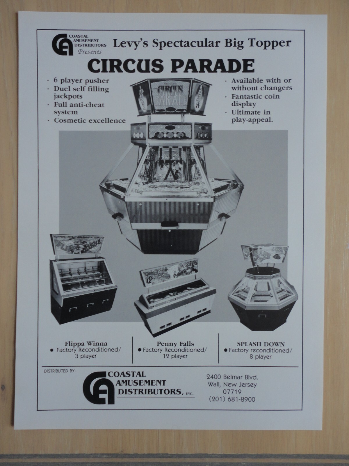Trade Ad Circus Parade Arcade Game Original Magazine Pull Out Advertisement