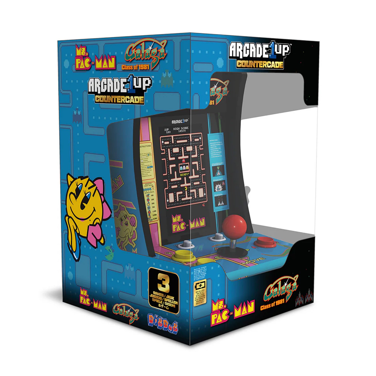 Arcade1Up Ms. Pac-Man Class of ’81 Countercade Arcade Machine with 3 Retro Games