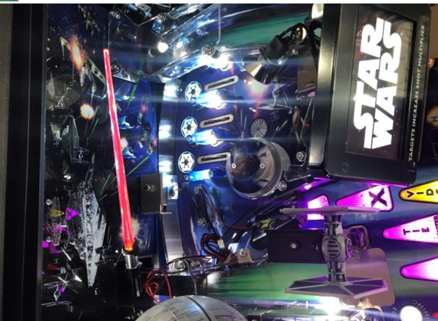 Star Wars SW Pinball Machine RED GLOWING LIGHT SABER LED mod Stern