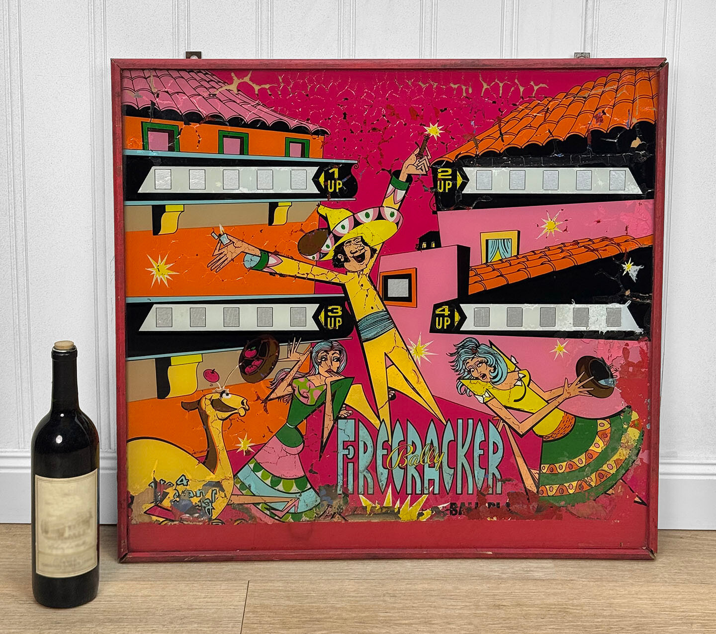Mid-Century Pop Art Bally Firecracker Pinball Arcade Hanging Light Box