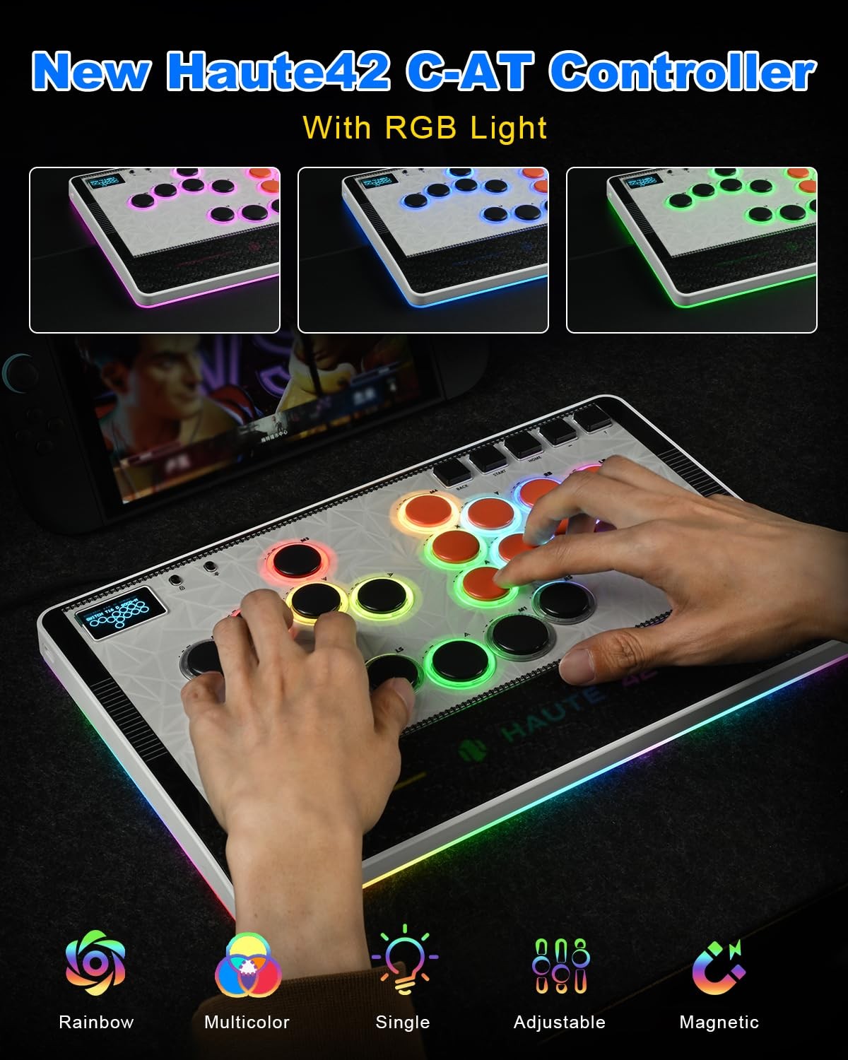 Haute42 Leverless Controller Arcade Stick: C-AT White