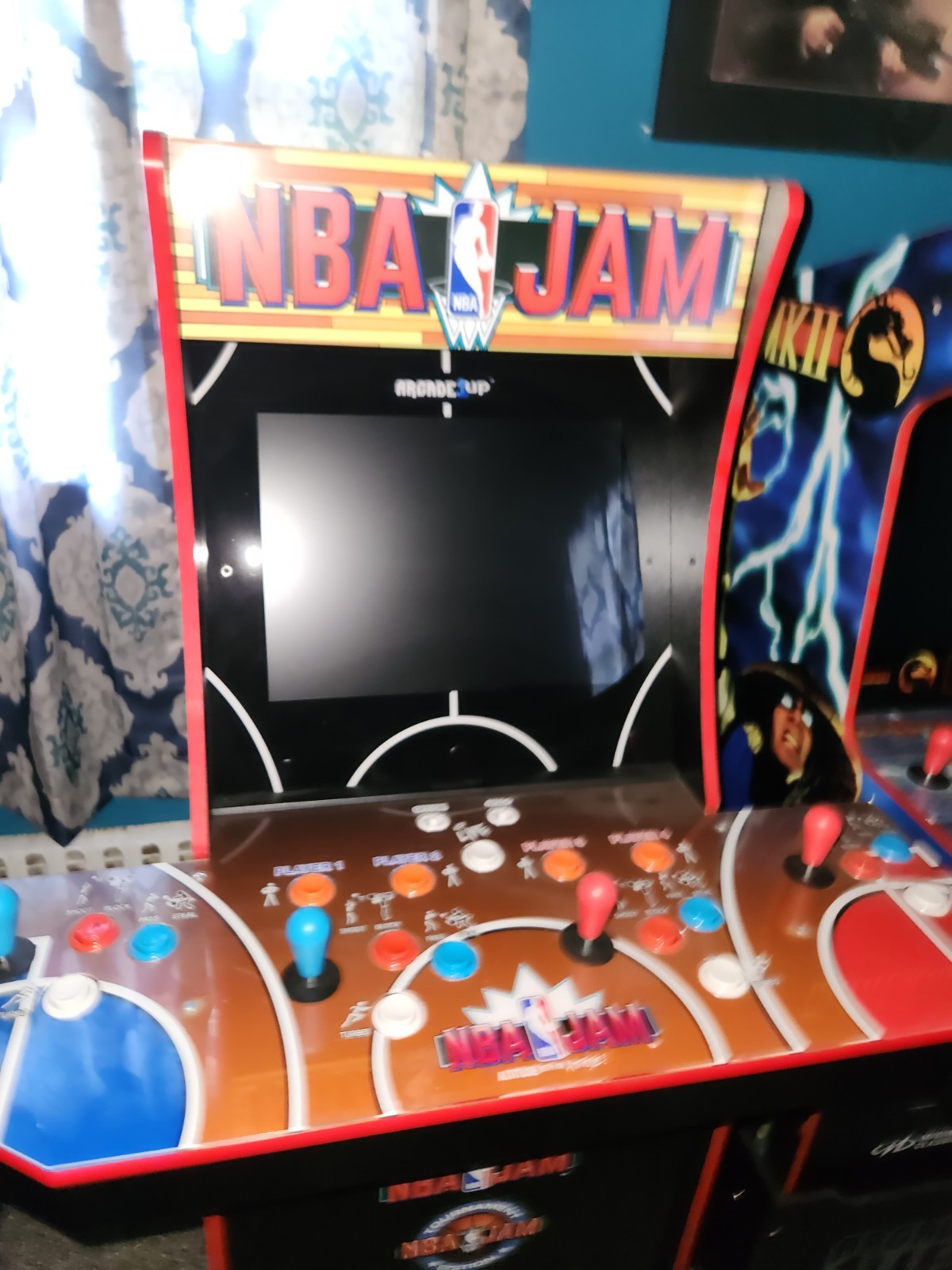 Arcade1Up NBA JAM Home Arcade Machine, 3 Games in 1, Cabinet with Riser