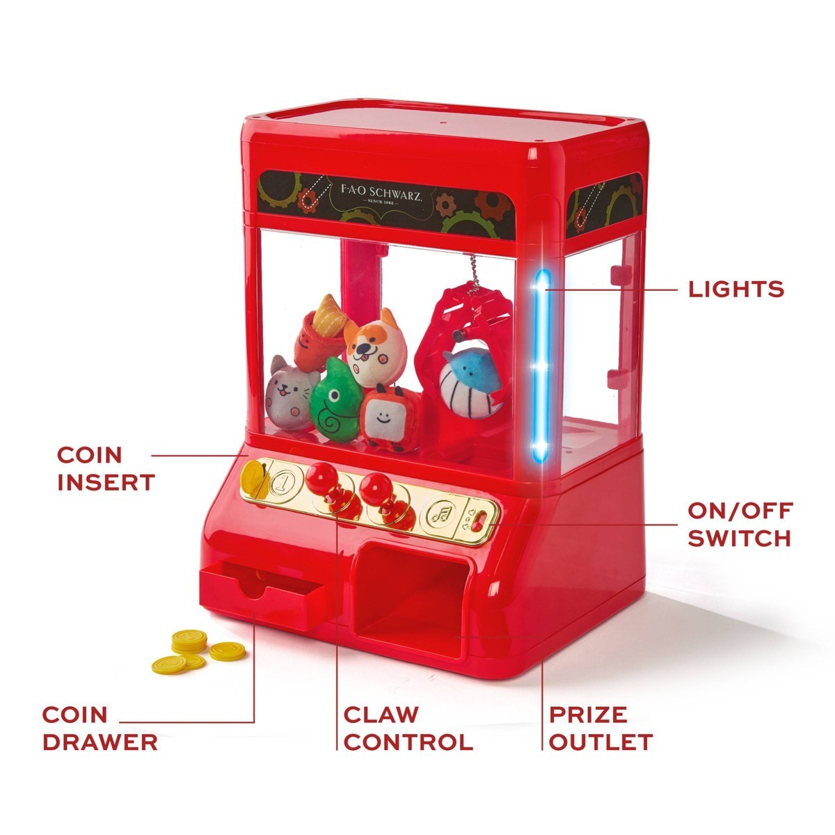 FAO Schwarz Arcade Claw Game with Plush Prizes