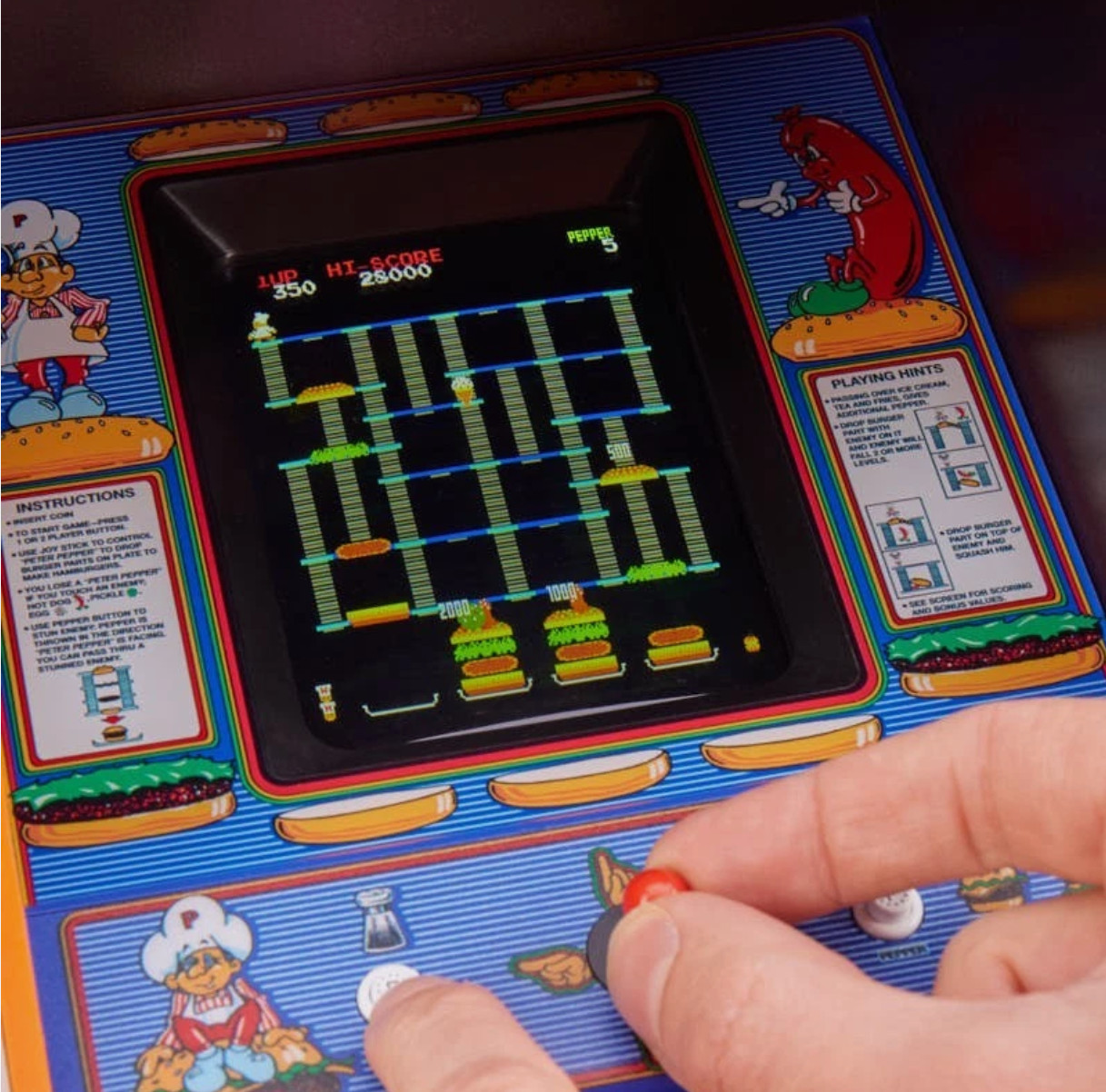 Numskull Quarter Arcades Burger Time Collector’s Edition Mini Arcade – Retro 1/4