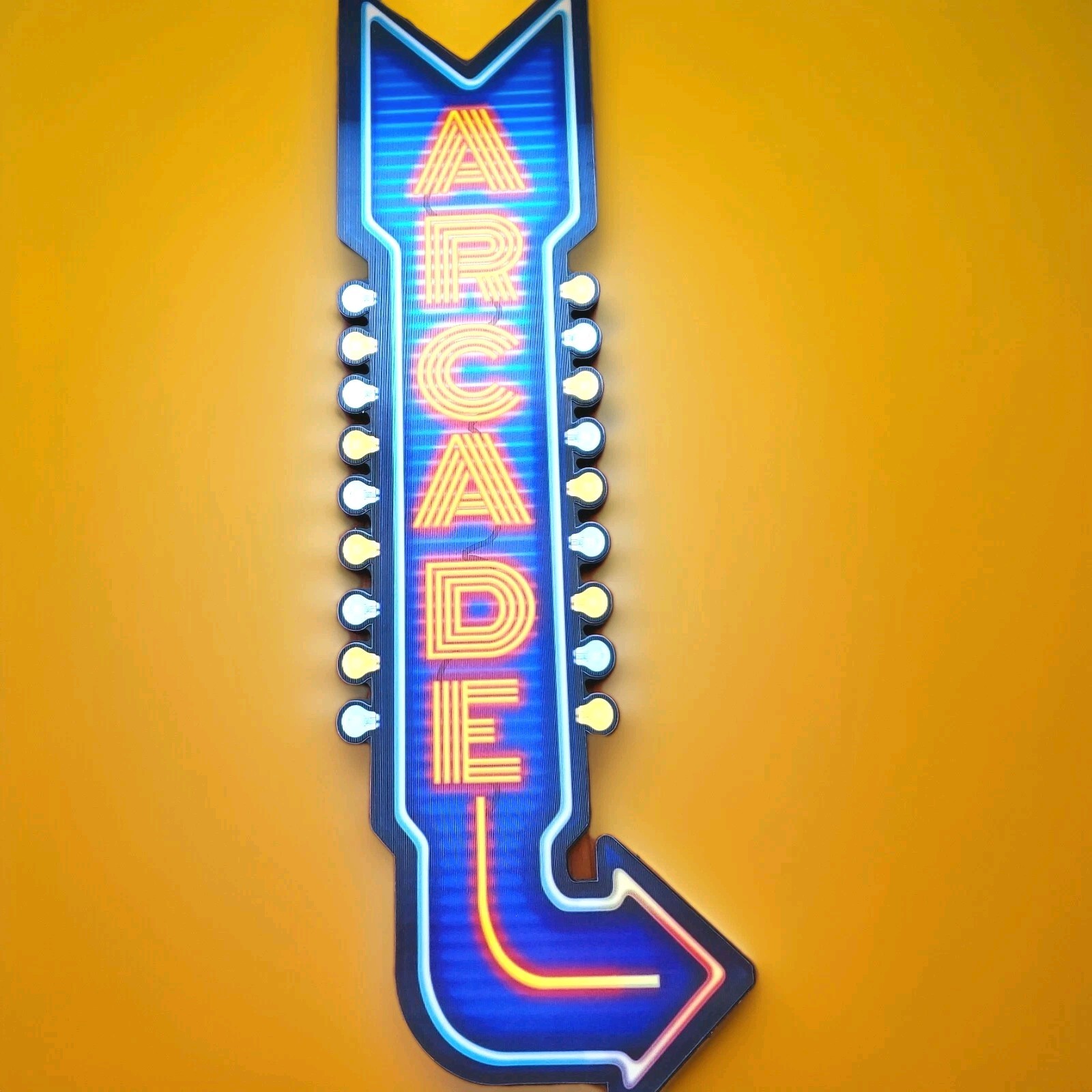 Vintage VIDEO ARCADE Sign 8×24″ Wood Wall Art Hanging Holo Neon 3D 80s Repro NEW