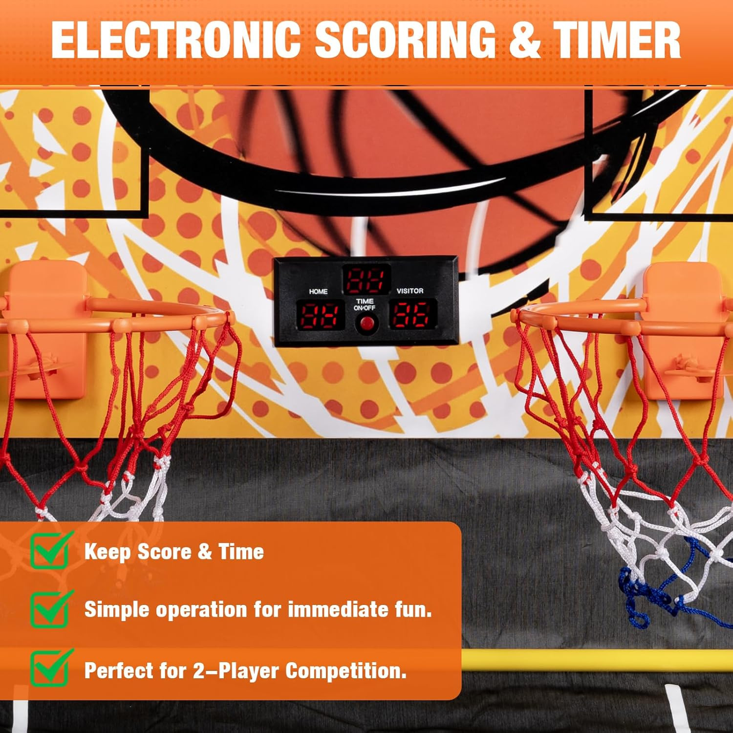 Dual Shot Basketball Arcade Machine for Home with Adjustable on Front & Back – I