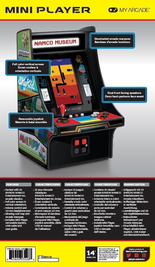 Compact 10 Inch Arcade Player with 20 Classic Games for Endless Entertainment
