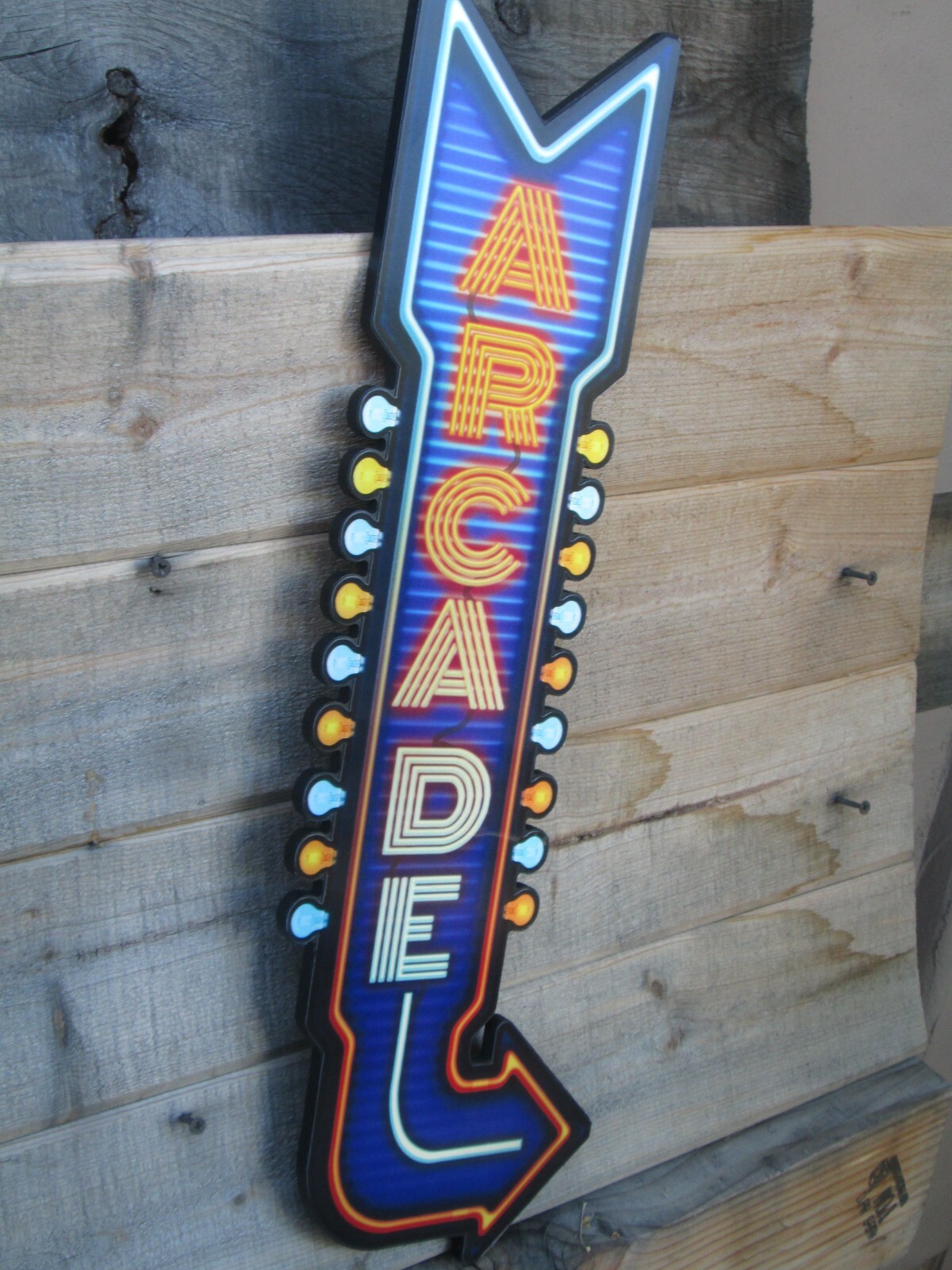 ARCADE Arrow GAME Wood Prism COOL SIGN VINTAGE LOOK VIDEO PINBALL COIN AMUSEMENT