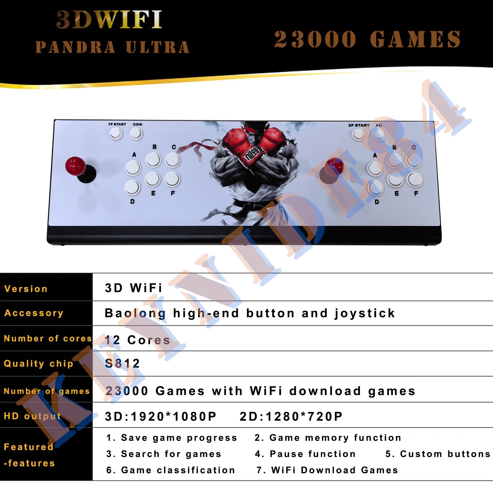 23000 Games Pandora 3D WiFi All Metal Extended Game Console Arcade Sticks Retro