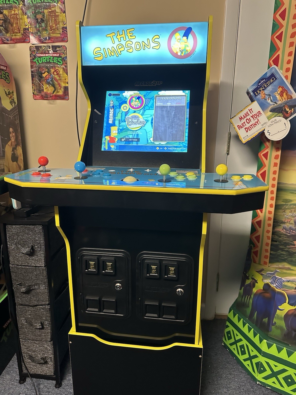 The Simpsons Arcade Cabinet with Riser Lit Marquee 4 Player Works! ARCADE 1UP