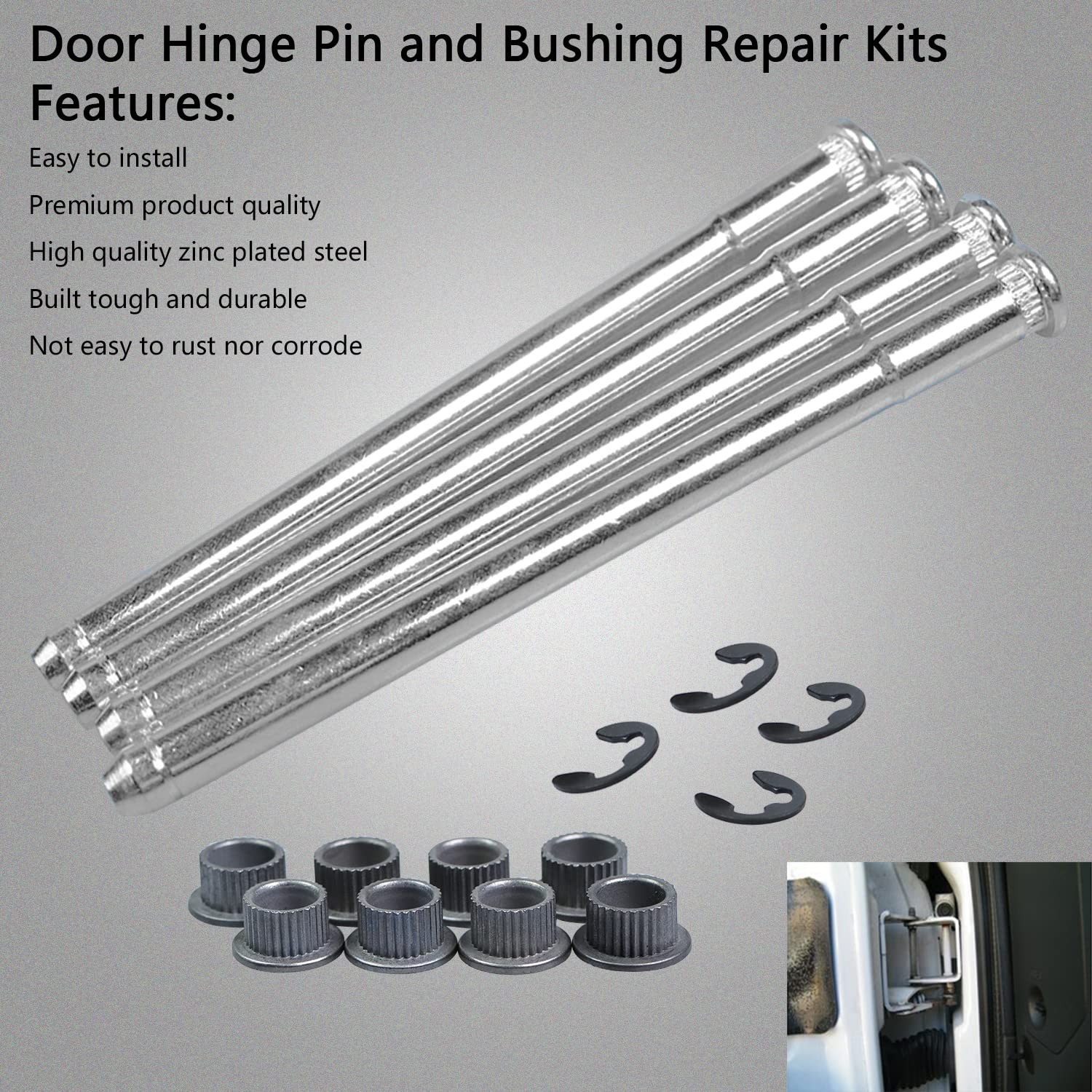 Door Hinge Pin and Bushing Repair Kit Compatible with Chevy GMC 1500 2500 3500 C