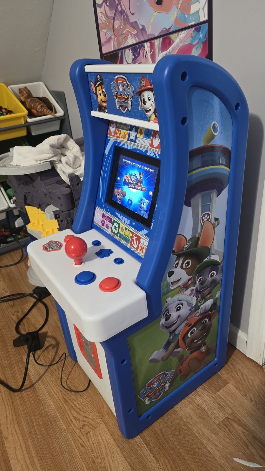 ARCADE 1UP PAW PATROL JR ARCADE GAME W/STOOL – EXCELLENT CONDITION!
