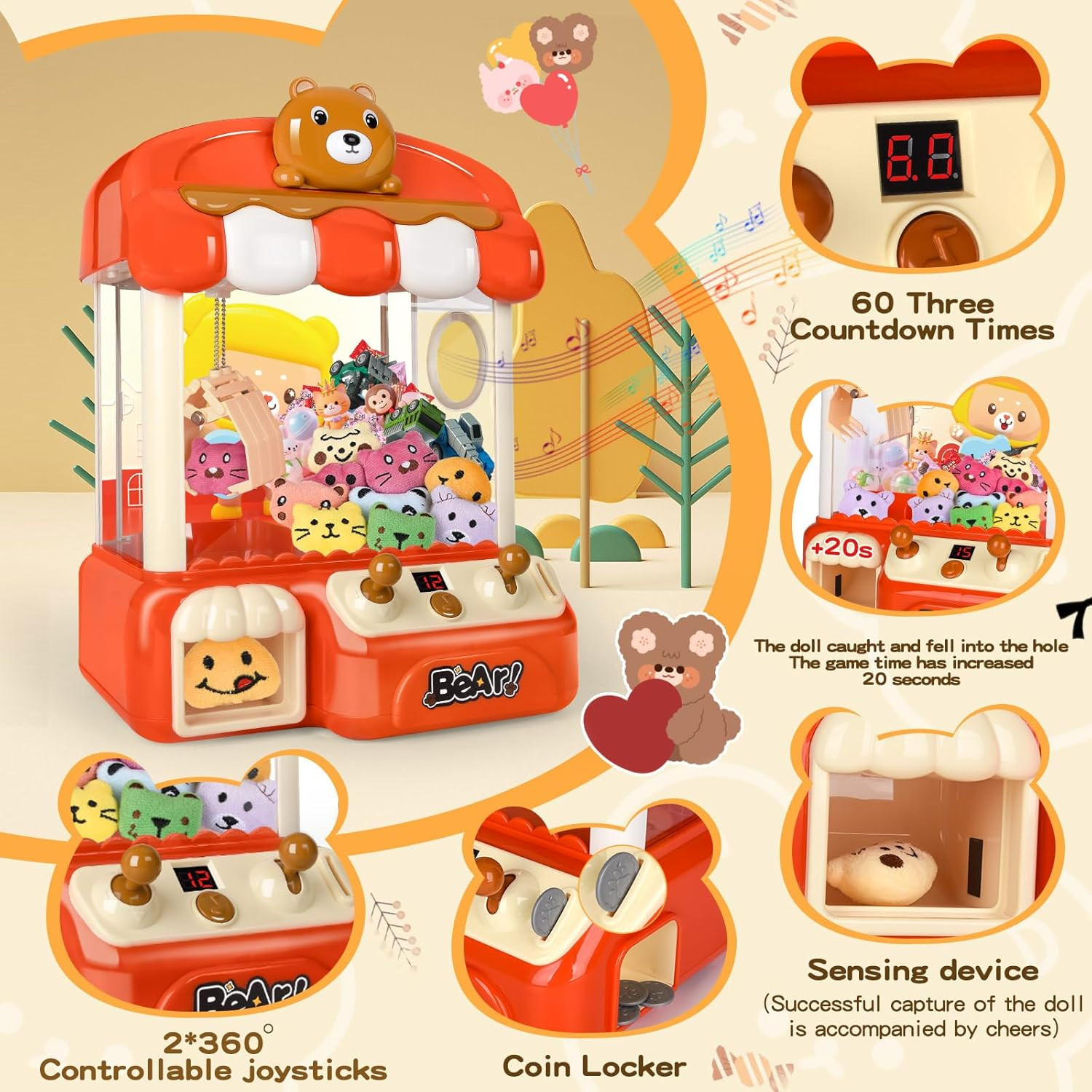 Large Claw Machine for Kids with Toys Inside,Arcade Size Toys for 3 4 5 6 7 8 Ye