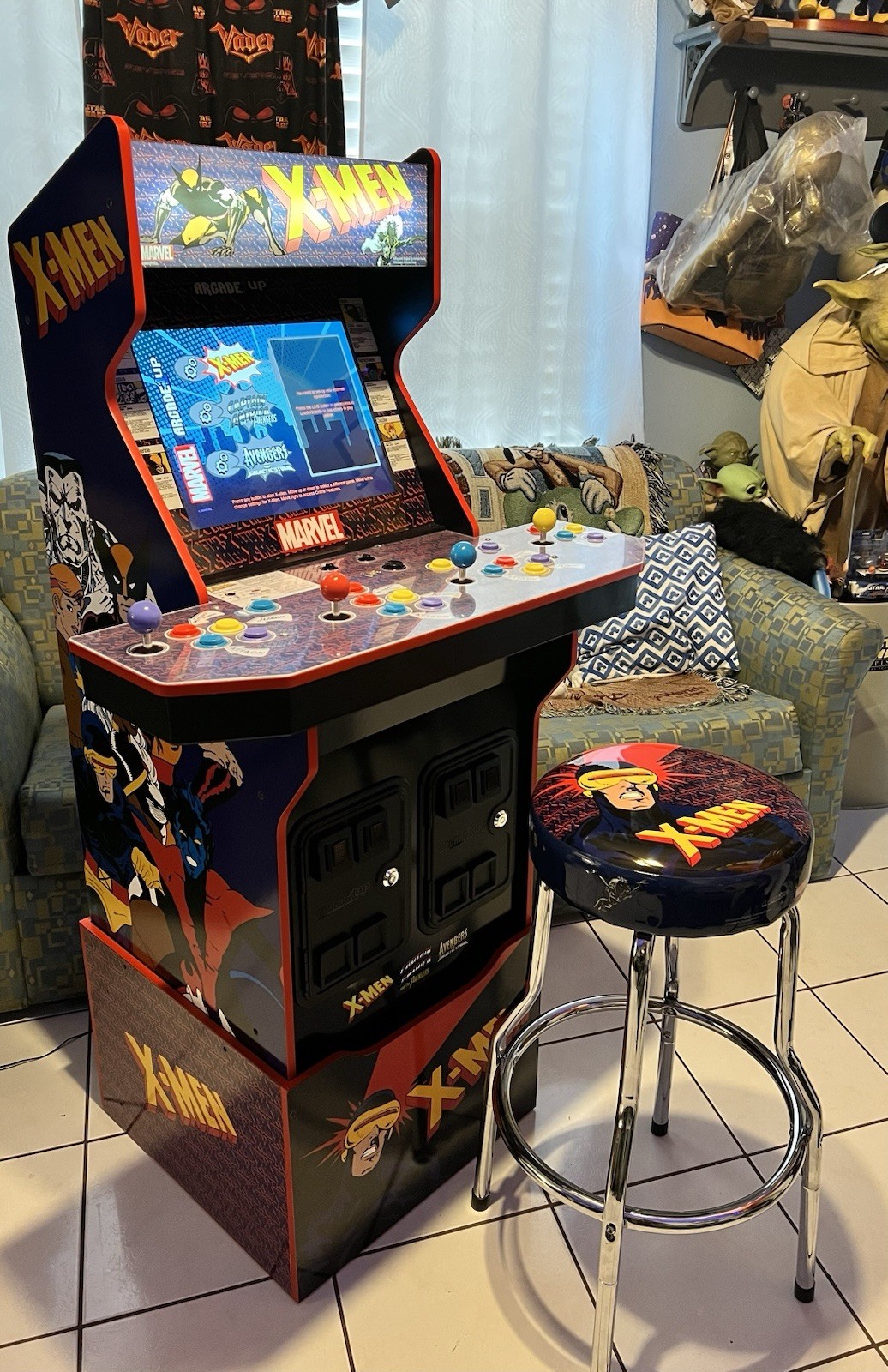 Arcade1Up Marvel X-Men 4 Player 3 Games Arcade Machine Stool & Riser RARE 🔥