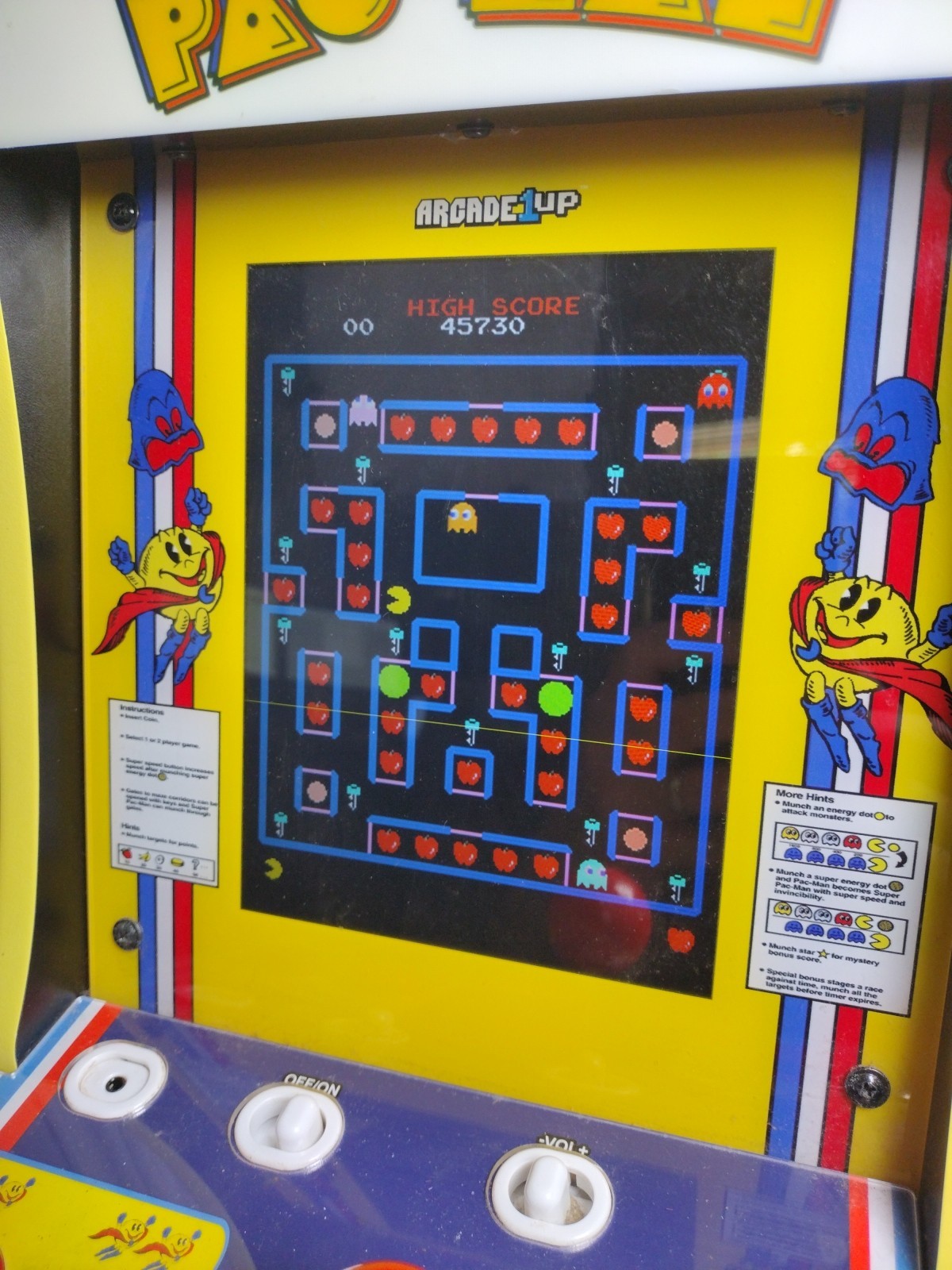 Super Pac-Man Tabletop Retro Arcade Game 4 Games in 1 Arcade-1-Up Works w Issue
