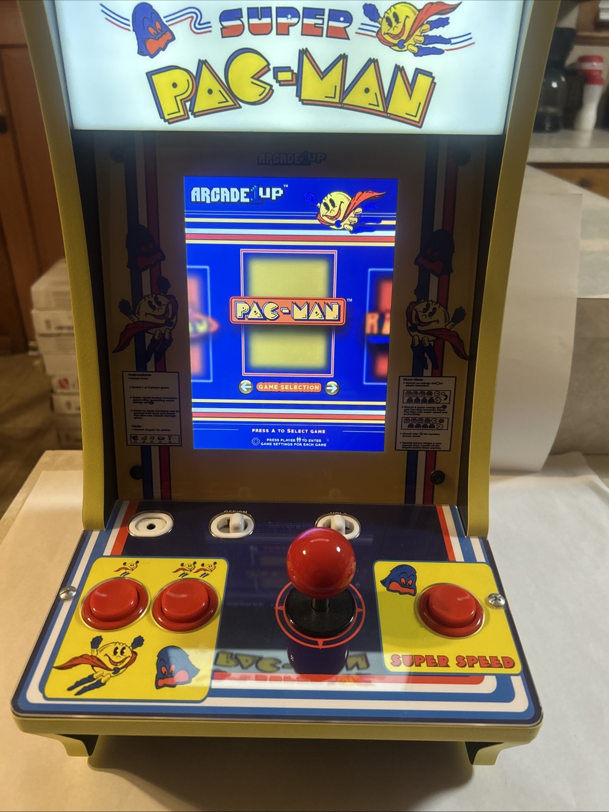 Arcade 1UP Super PAC-Man Counter Top Arcade Machine 4 Games – Tested/Working!
