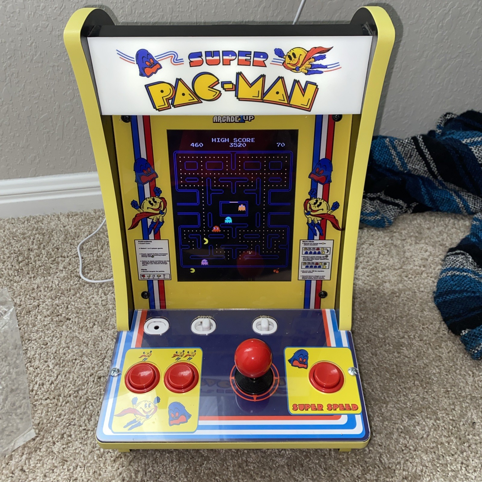 Arcade1UP Super PAC-Man Counter Top Arcade Machine 4 Games PAC-C-01334 Tested