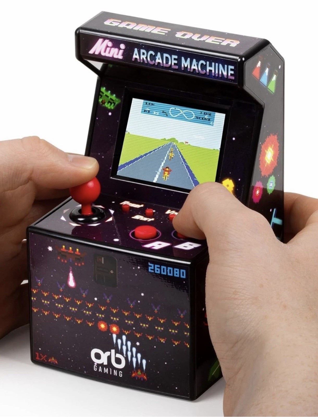 Mini Arcade Machine, 240 Built-In 8-Bit Games, 2.5” Full Colour Screen, 8-Way Jo