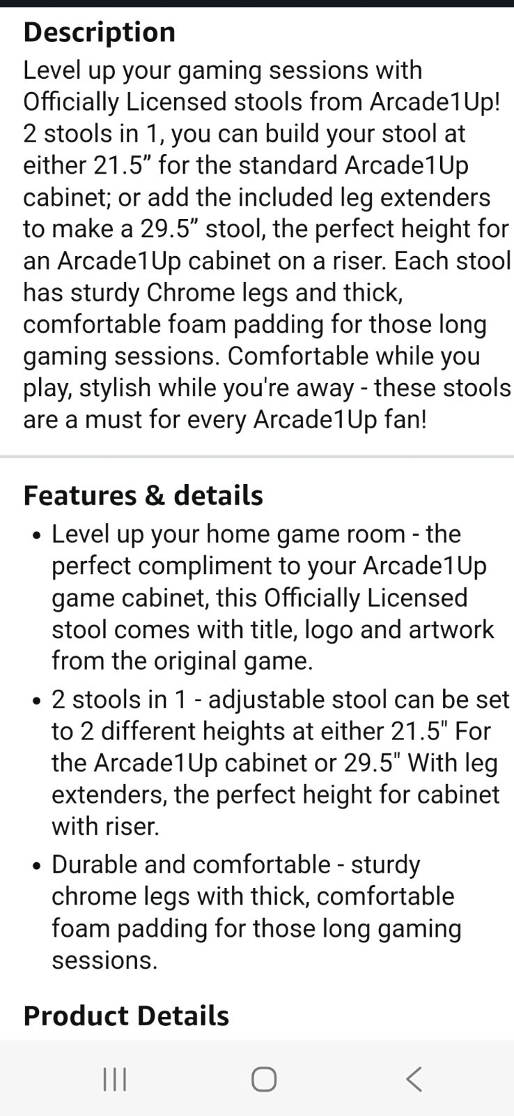 Arcade1Up Street Fighter 2 Champion Edition Adjustable Stool Capcom Official NEW