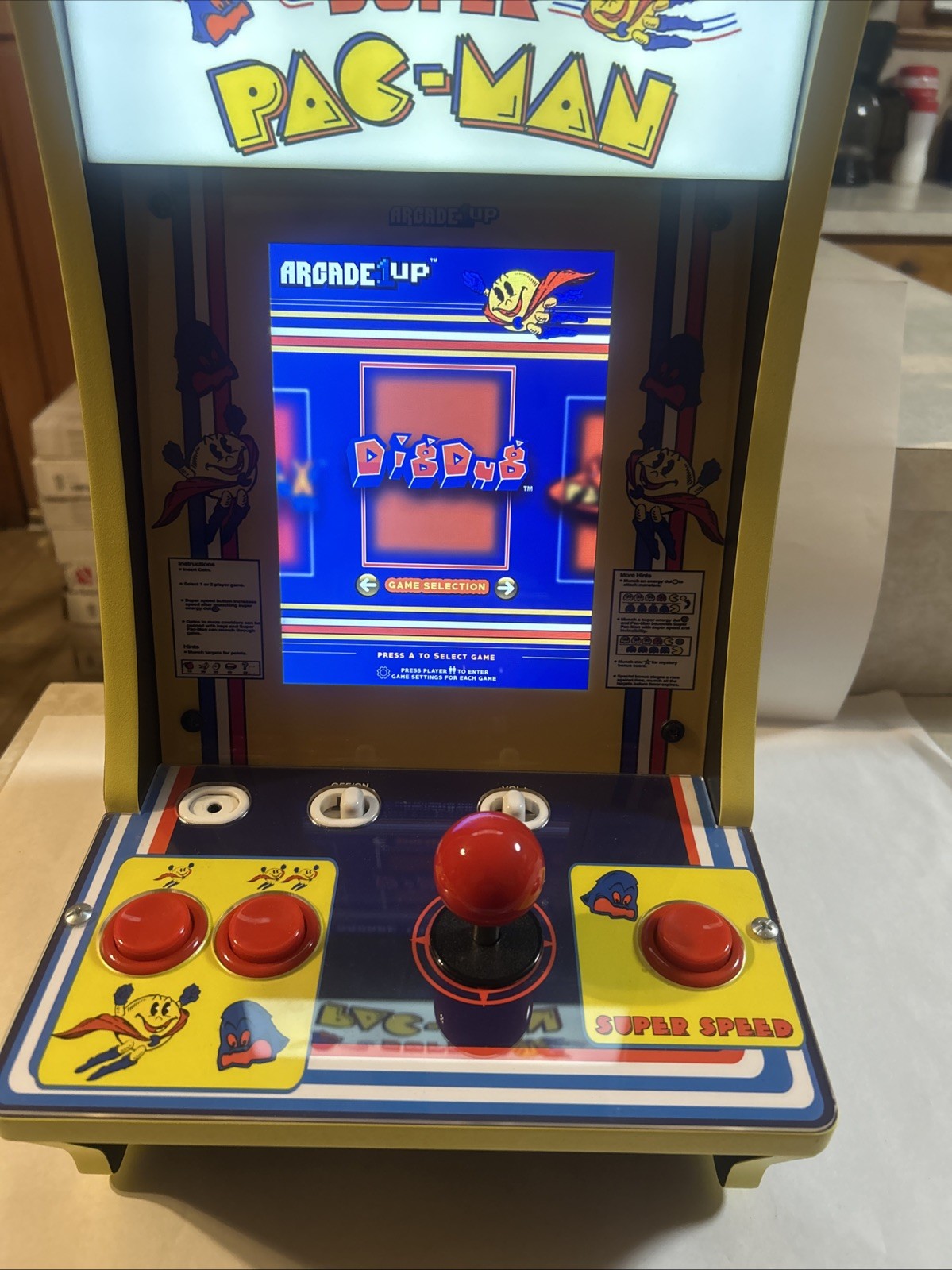 Arcade 1UP Super PAC-Man Counter Top Arcade Machine 4 Games – Tested/Working!